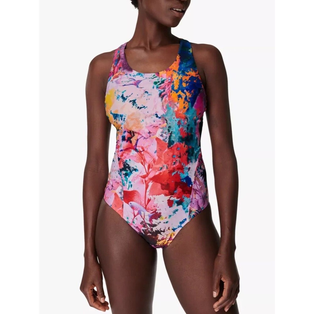 Sweaty Betty Springboard Coral Swimsuit One Piece Open Back Size Large View 6